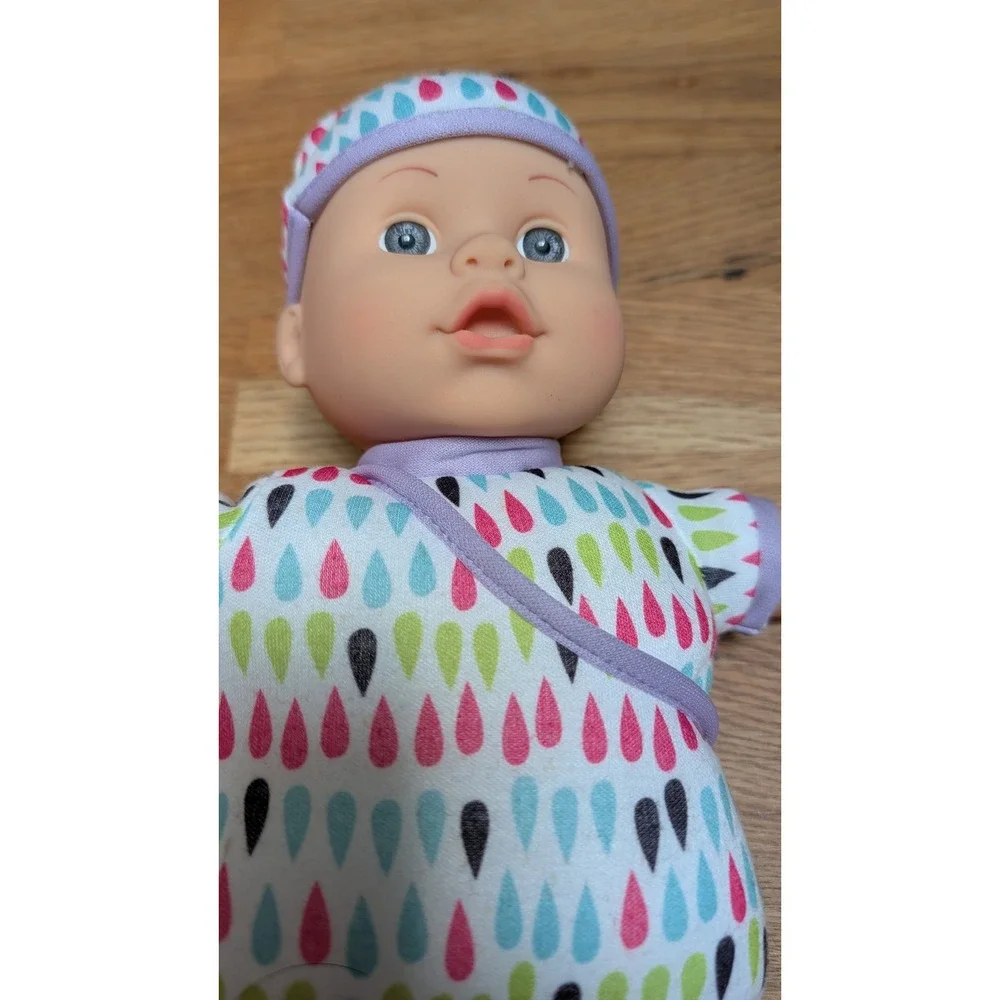 City Toy FLAW Baby Doll Purple Pink Teardrop Romper Hat Blue Eyes giggle sounds